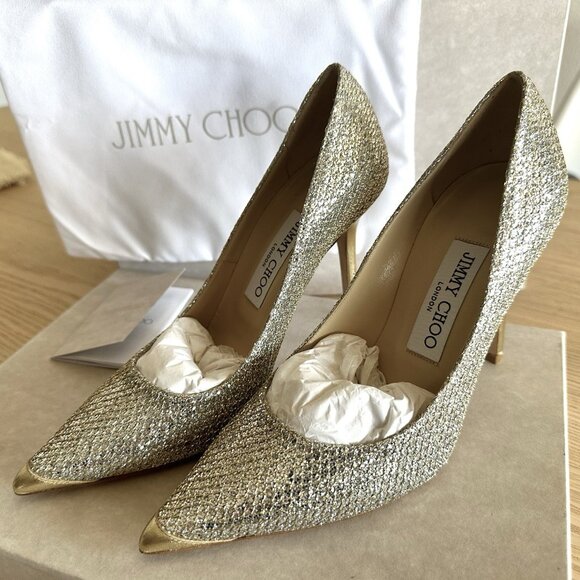 Jimmy Choo Agnes Champagne Glitter Fabric - Picture 3 of 9
